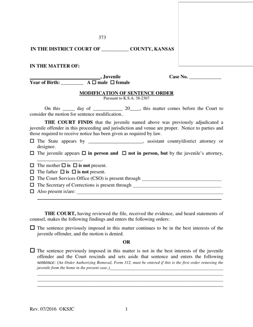 Form 373  Printable Pdf