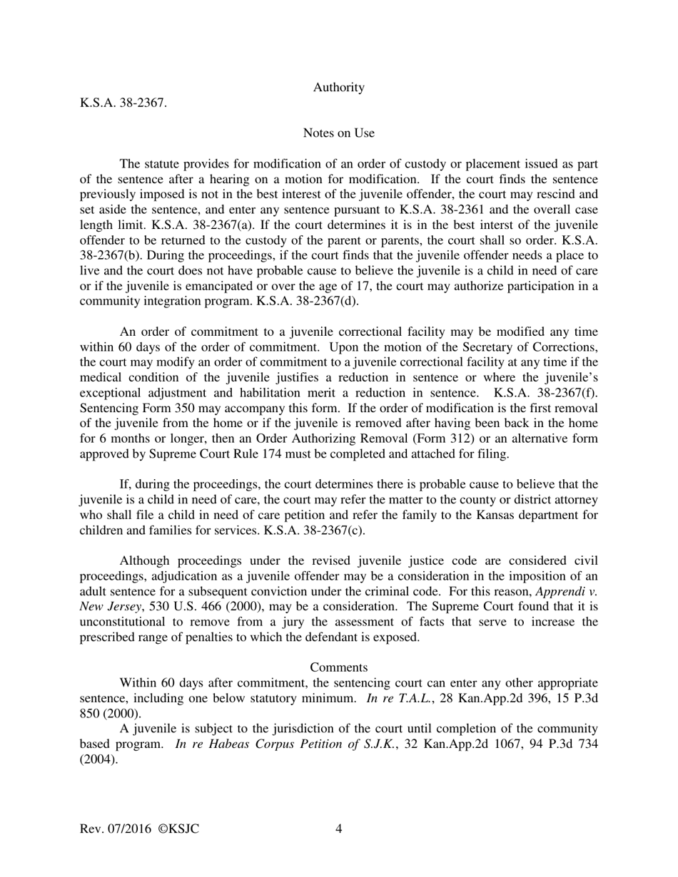Form 373 Modification of Sentence Order - Kansas, Page 4