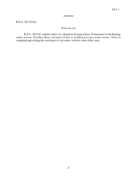 Form 313 Certificate of Oral Notice of Detention Hearing - Kansas, Page 2