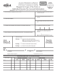 Document preview: Form 4506-a Request for Copy of Tax Form or Individual Income Tax Account Information - Alabama