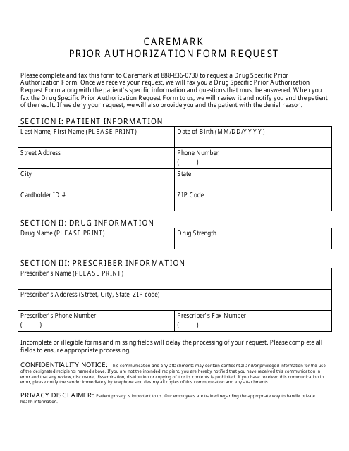 Prior Authorization Form Request - Cvs Caremark