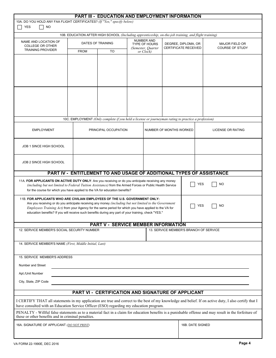 VA Form 22-1990E - Fill Out, Sign Online and Download Fillable PDF ...