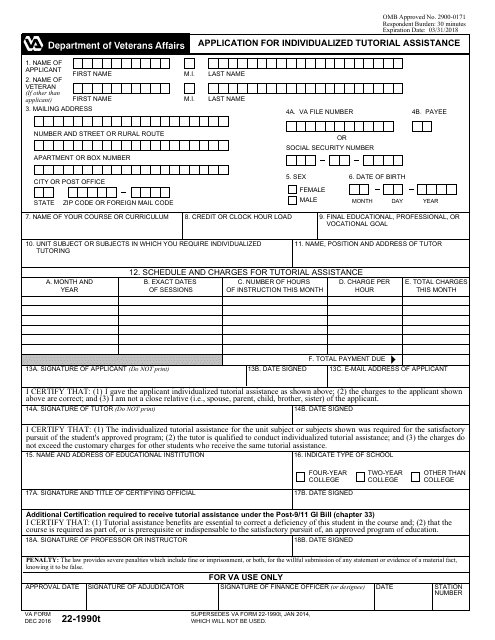 VA Form 22-1990t  Printable Pdf