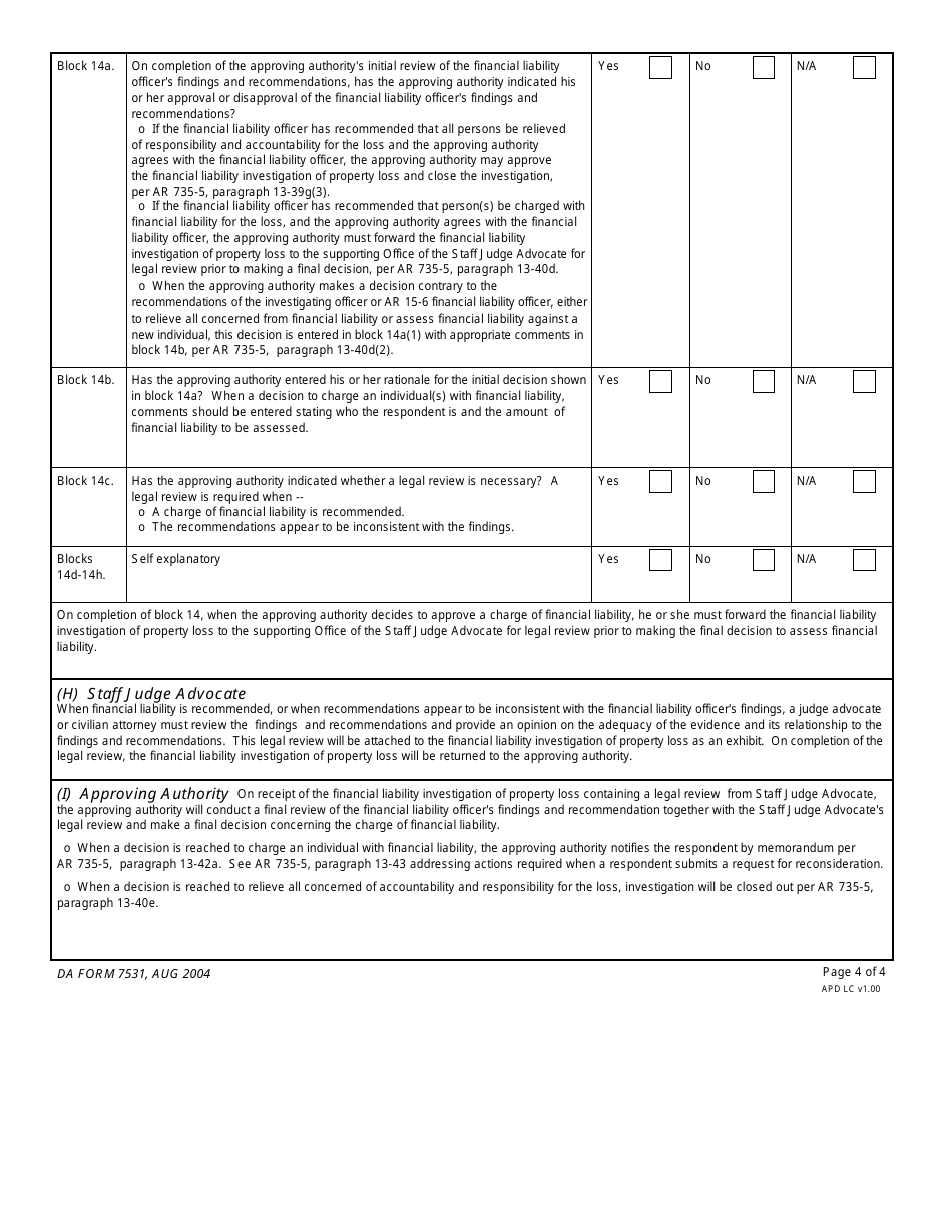 Da Form 7531 Fillable - Printable Forms Free Online