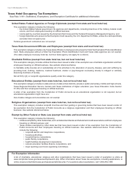 Form 12-302 Hotel Occupancy Tax Exemption Certificate - Texas, Page 2