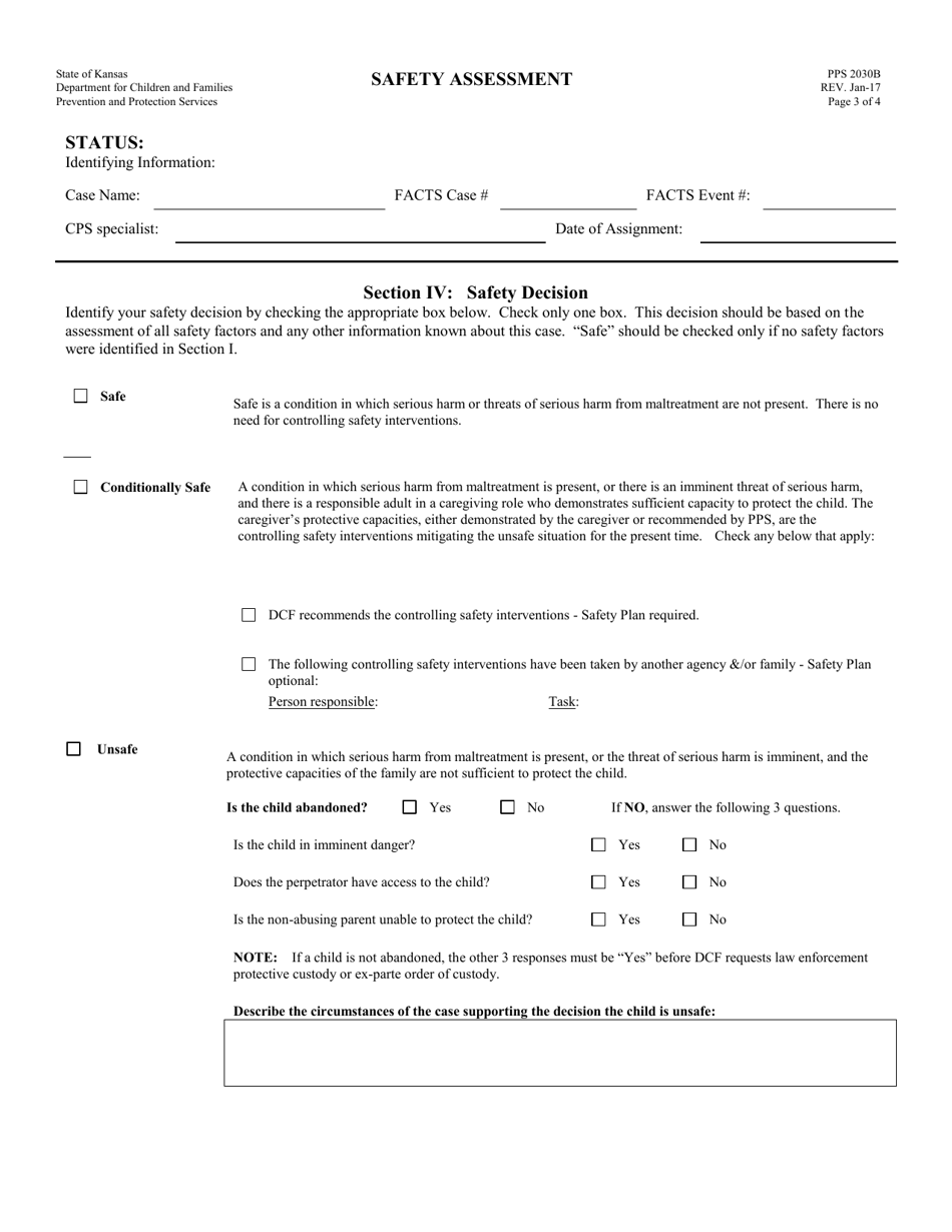 Form PPS2030B Safety Assessment - Kansas, Page 3