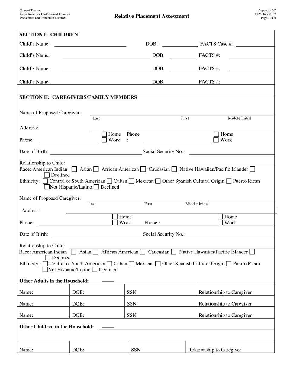 Appendix 5C Relative Placement Assessment - Kansas, Page 1