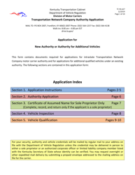 Document preview: Form TC95-627 Transportation Network Company Authority Application - Kentucky