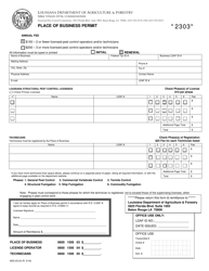 Form AES-23-03 &quot;Place of Business Permit&quot; - Louisiana