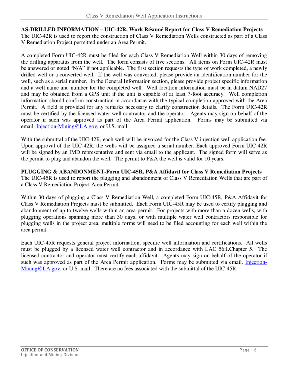 Form UIC-25R Class V Remediation Area Permit Application - Louisiana, Page 4