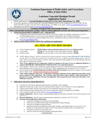 Document preview: Form DPSSP4645 Louisiana Concealed Handgun Permit Application - Louisiana