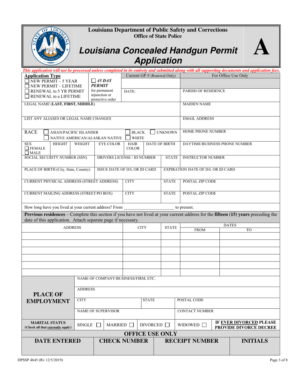 Form DPSSP4645 - Fill Out, Sign Online And Download Fillable PDF ...