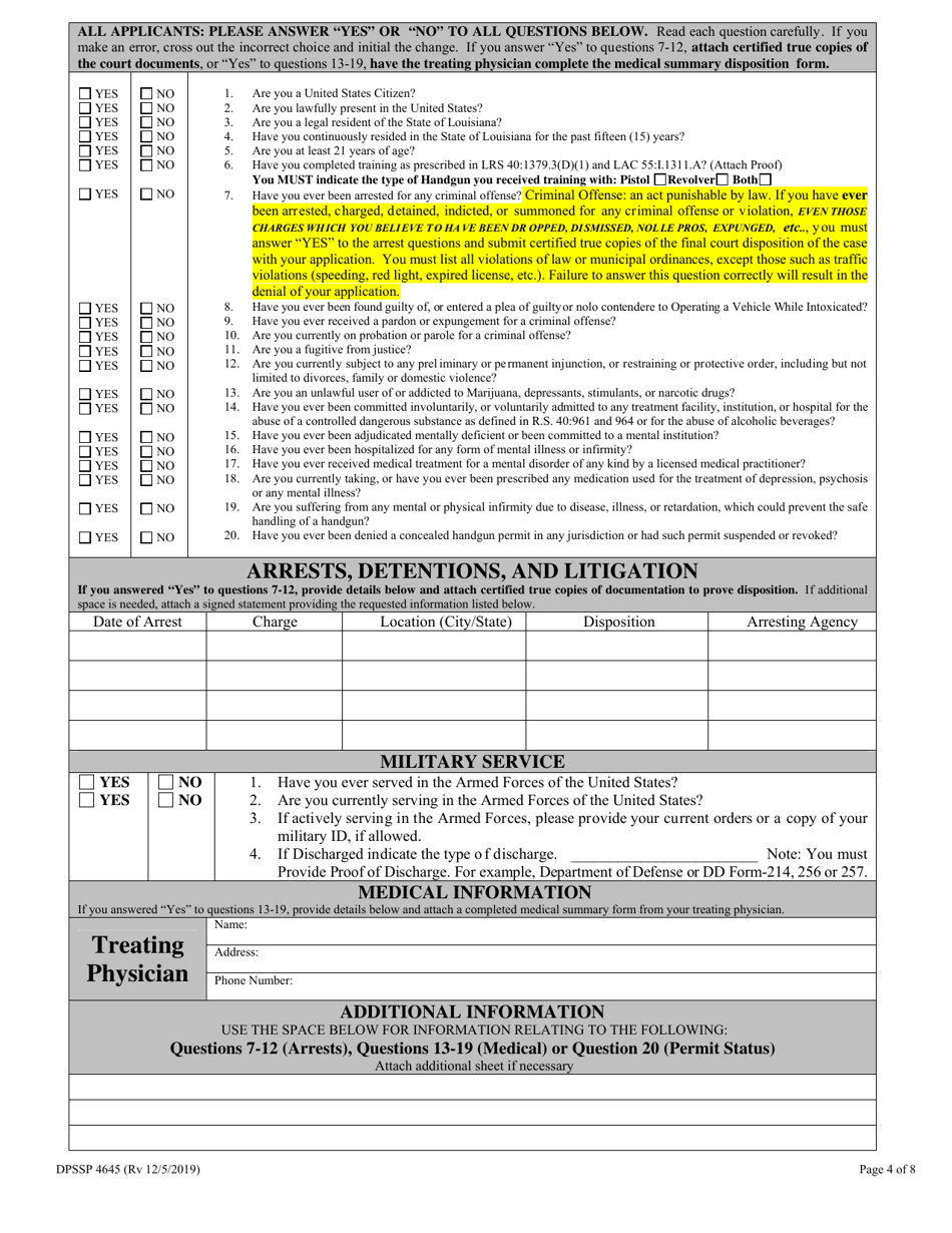 Form DPSSP4645 - Fill Out, Sign Online And Download Fillable PDF ...