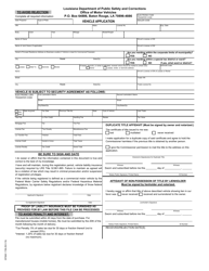Document preview: Form DPSMV1799 Vehicle Application - Louisiana