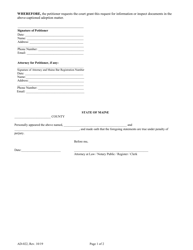 Form AD-022 Petition for Information or to Examine Records - Maine, Page 2