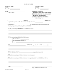 Document preview: Form GS-010 Order of Modification/Termination/Removal/Resignation - Maine