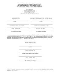 Document preview: Form WCB-260 Application for Predetermination of Independent Contractor Status to Establish Conclusive Presumption - Maine