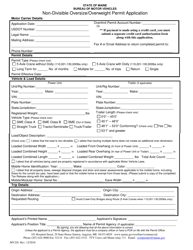 Document preview: Form MV226 Non-divisible Oversize/Overweight Permit Application - Maine