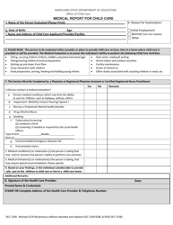 Form OCC1204 &quot;Medical Report for Child Care&quot; - Maryland