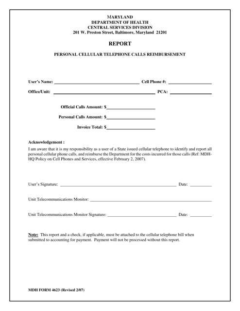 MDH Form 4623  Printable Pdf