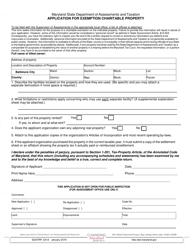 Form SDATRP_EX-6 &quot;Application for Exemption Charitable Property&quot; - Maryland