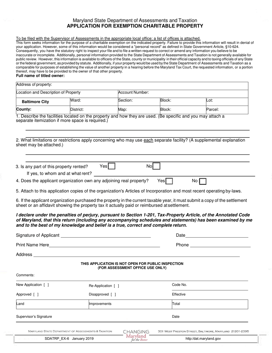 Maryland State Exemptions Form