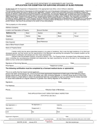 Form SDATRP_EX-5B Application for Exemption for Surviving Spouses of Blind Persons - Maryland