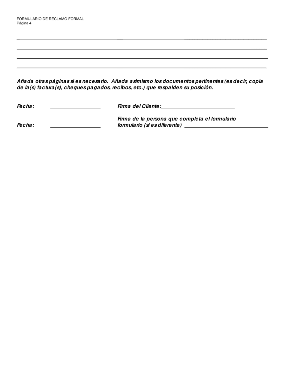 Formulario De Indagacion / Controversia - Maryland (Spanish), Page 4