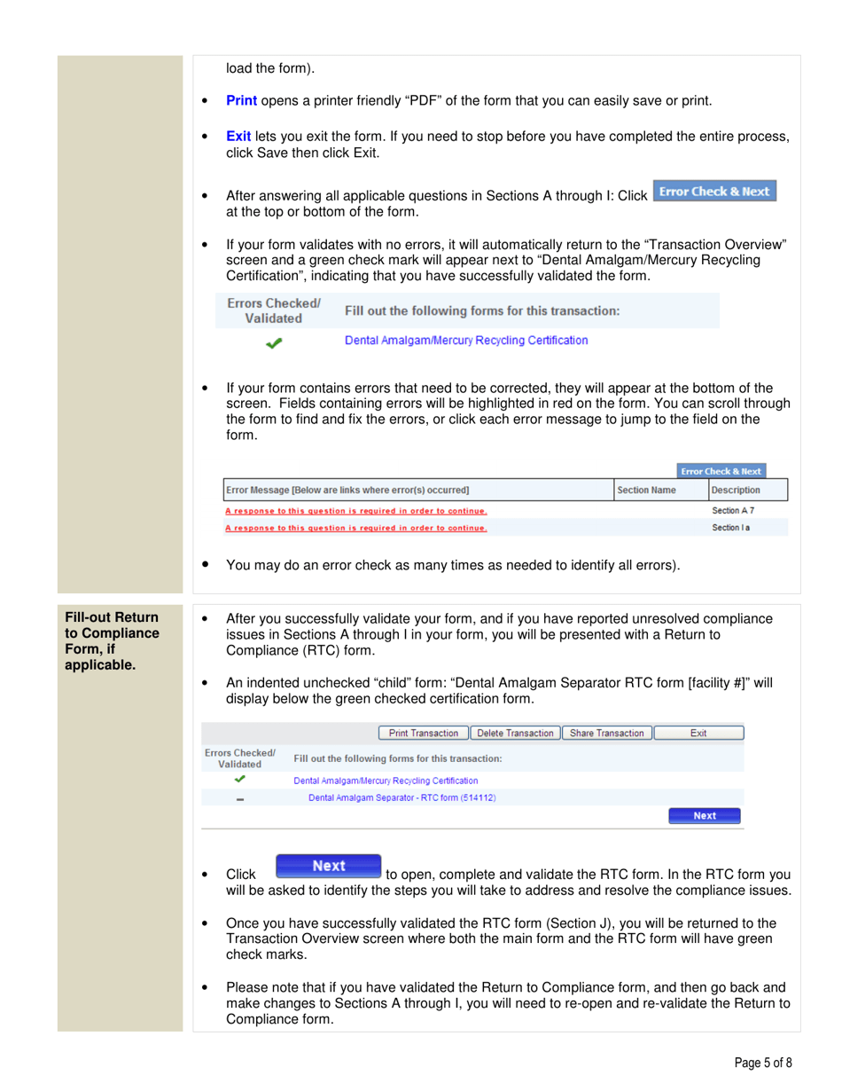 Instructions for Dental Amalgam / Mercury Recycling Certification Form - Massachusetts, Page 5