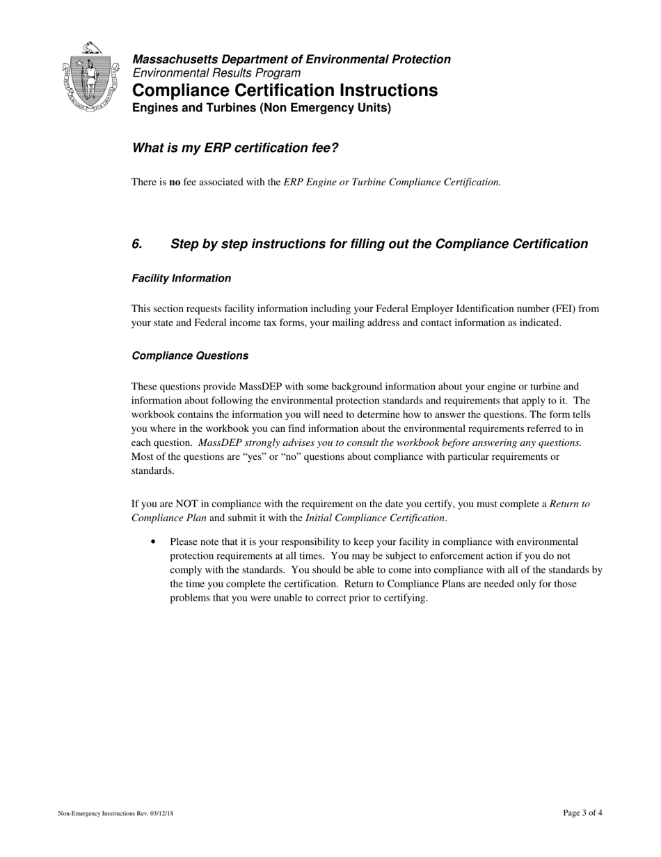 Instructions for Return to Compliance Plan - New Engines  Turbines (Non-emergency) - Massachusetts, Page 3