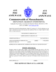 Document preview: Notice to Employees - Massachusetts (Haitian Creole)