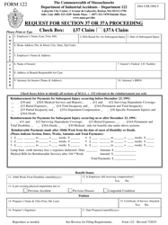 Form 122 &quot;Request for Section 37 or 37a Proceeding&quot; - Massachusetts