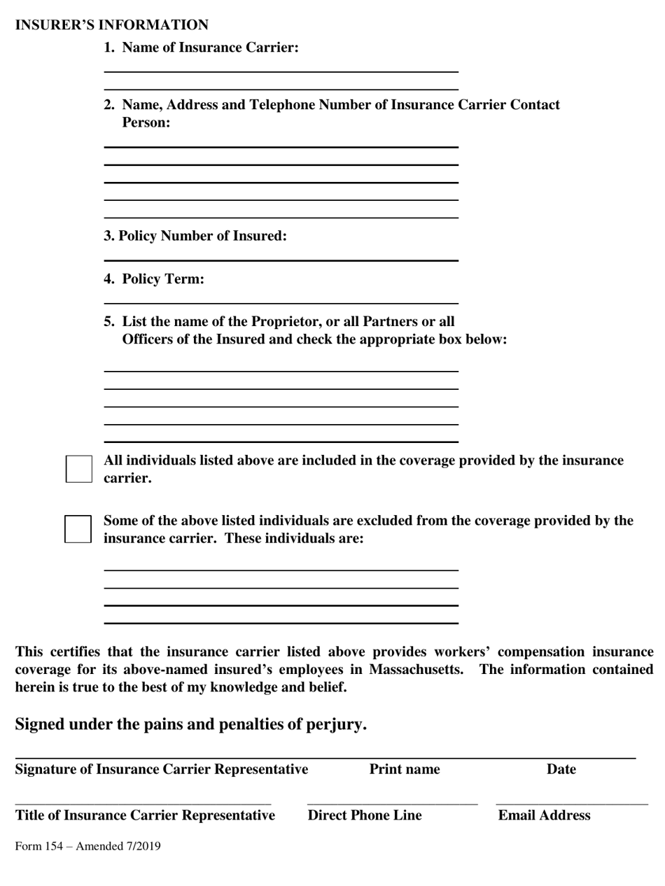 Form 154 Download Fillable Pdf Or Fill Online Verification Of Massachusetts Workers 9555