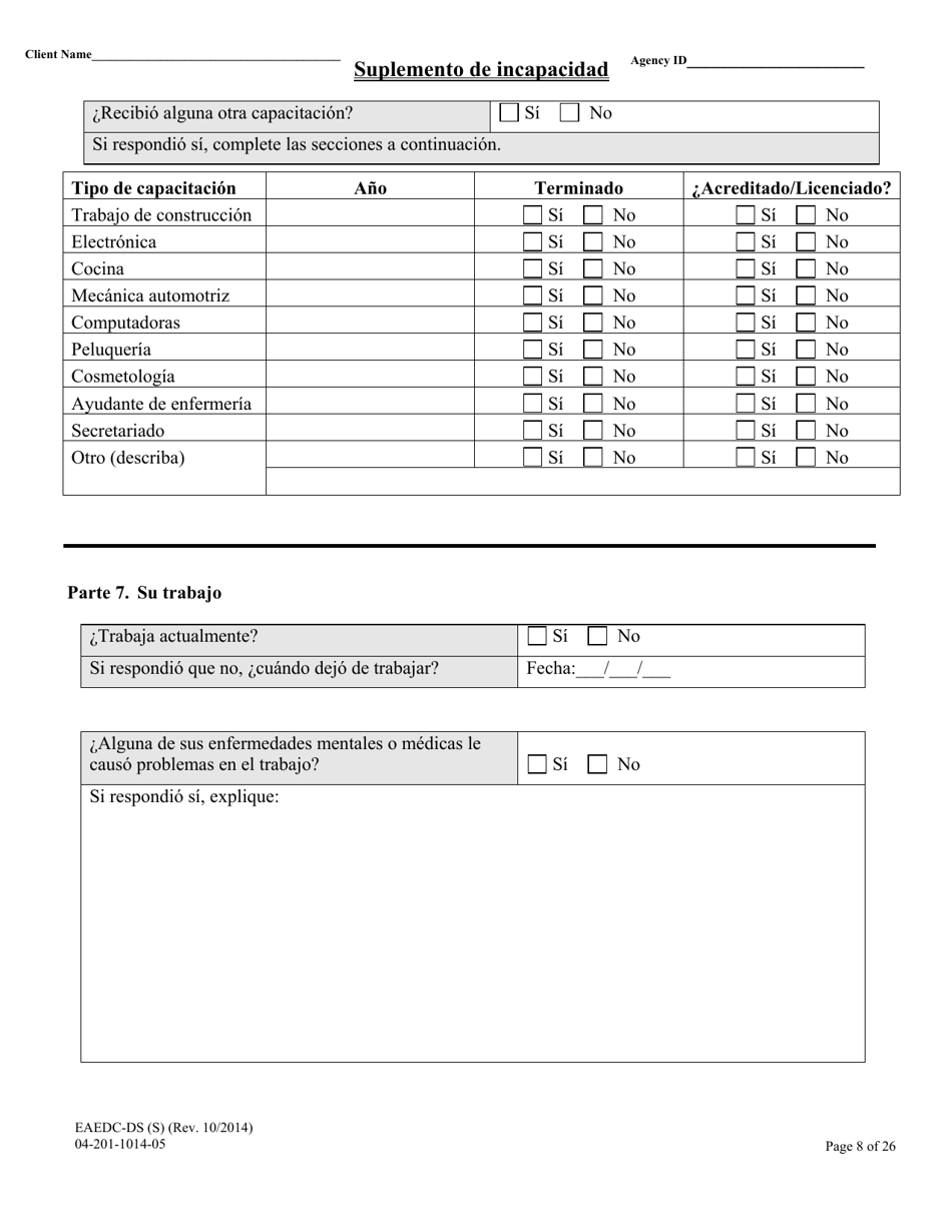 Formulario EAEDC-DS Asistencia De Emergencia Para Personas De La Tercera Edad, Incapacitados Y Ninos Suplemento De Incapacidad - Massachusetts (Spanish), Page 8
