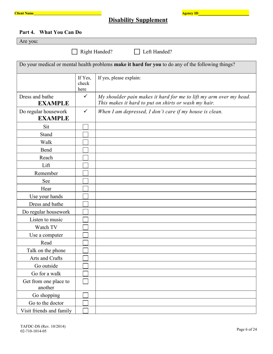 Form TAFDC-DS Transitional Aid to Families With Dependent Children Disability Supplement - Massachusetts, Page 6