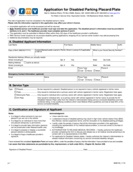 Form MAB100 Application for Disabled Parking Placard/Plate - Massachusetts