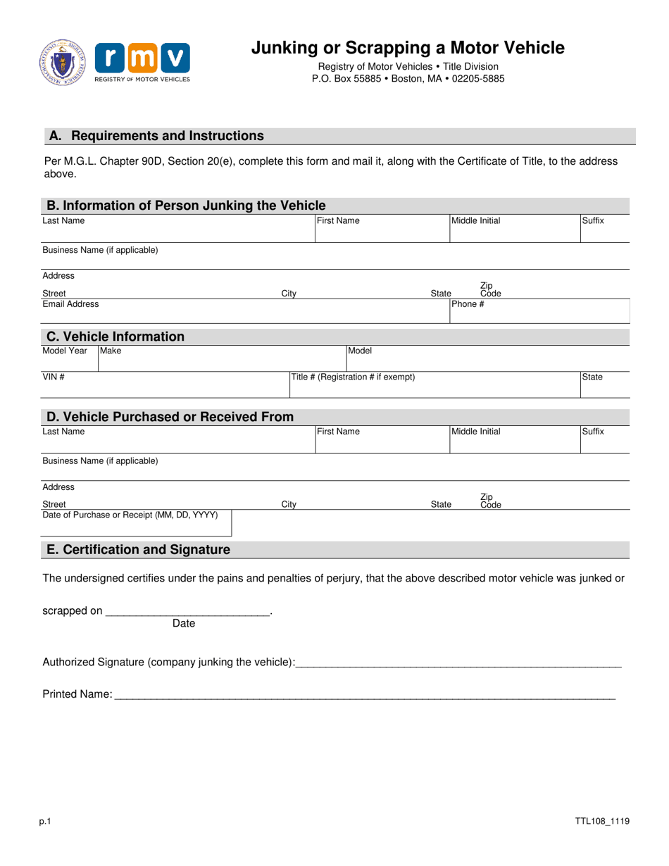 Form TTL108 Fill Out, Sign Online and Download Fillable PDF