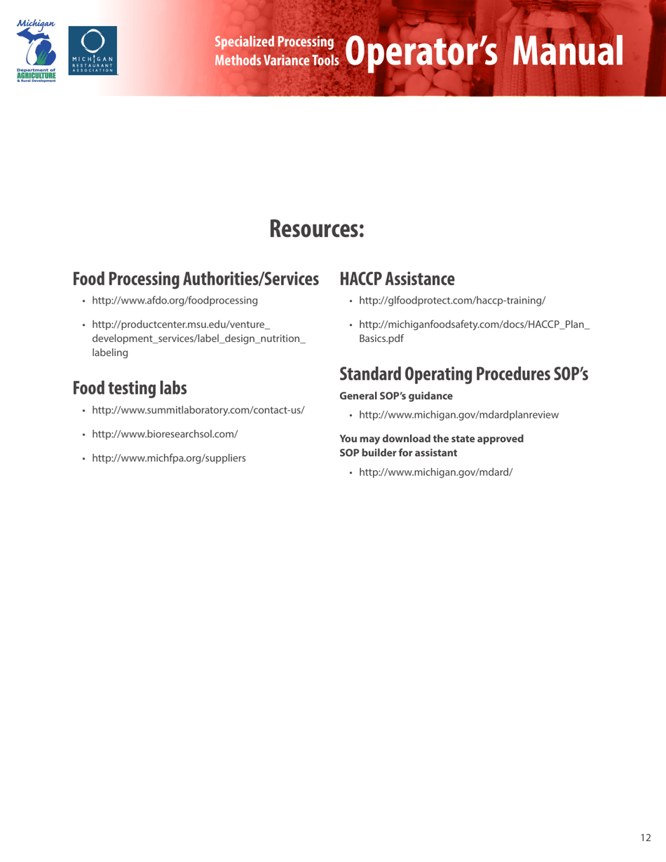 Proposal for Specialized Food Processing - Michigan, Page 12