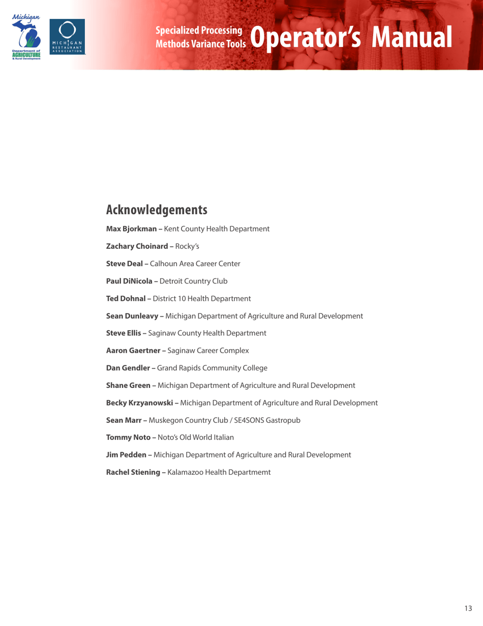 Proposal for Specialized Food Processing - Michigan, Page 13