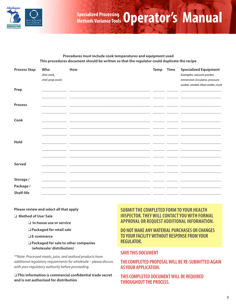 Proposal for Specialized Food Processing - Michigan, Page 8