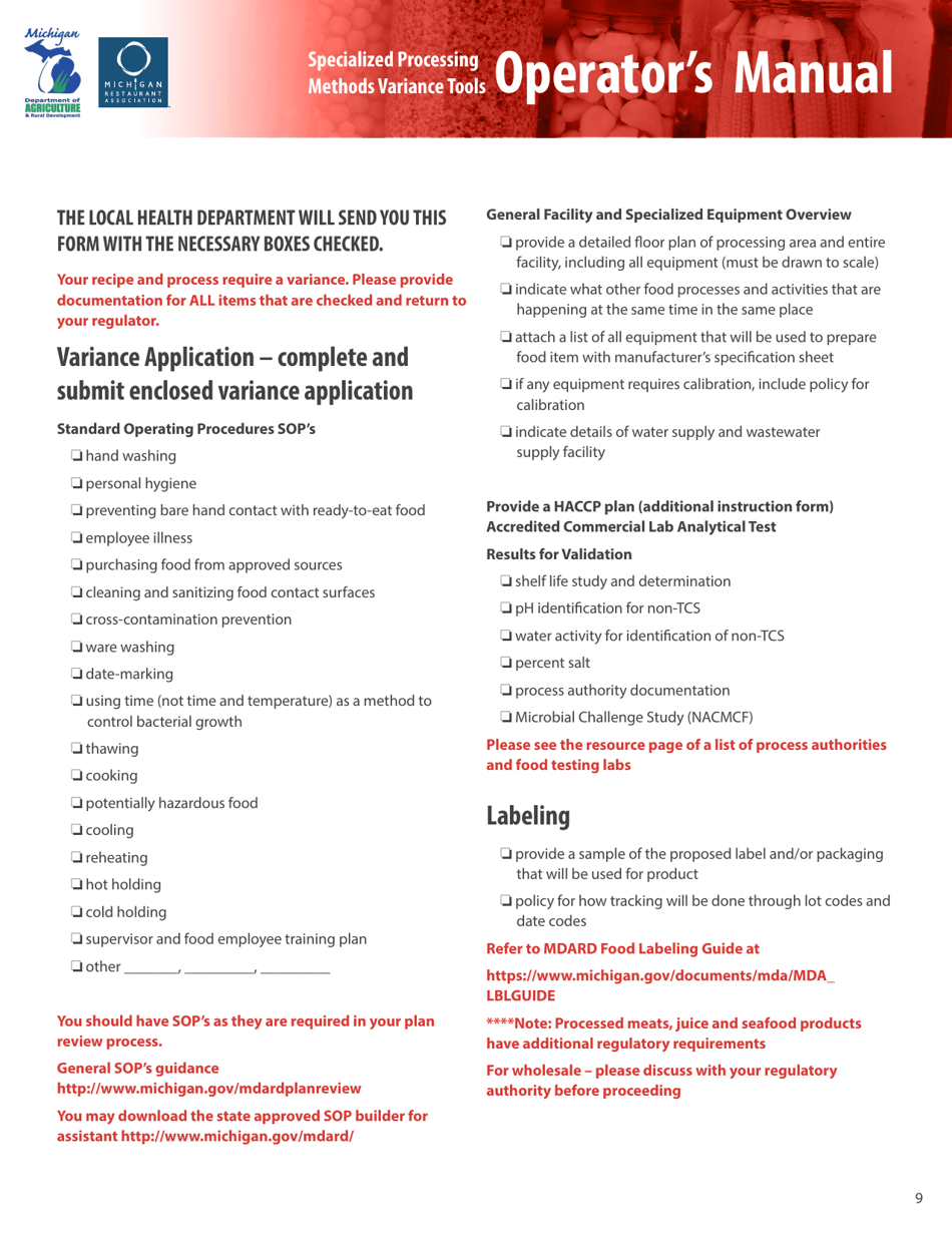Proposal for Specialized Food Processing - Michigan, Page 9