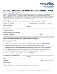 District Provided Professional Development Form - Michigan, Page 2