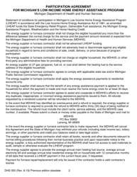 Form DHS-355 Participation Agreement for Michigan&#039;s Low Income Home Energy Assistance Program - Michigan, Page 2