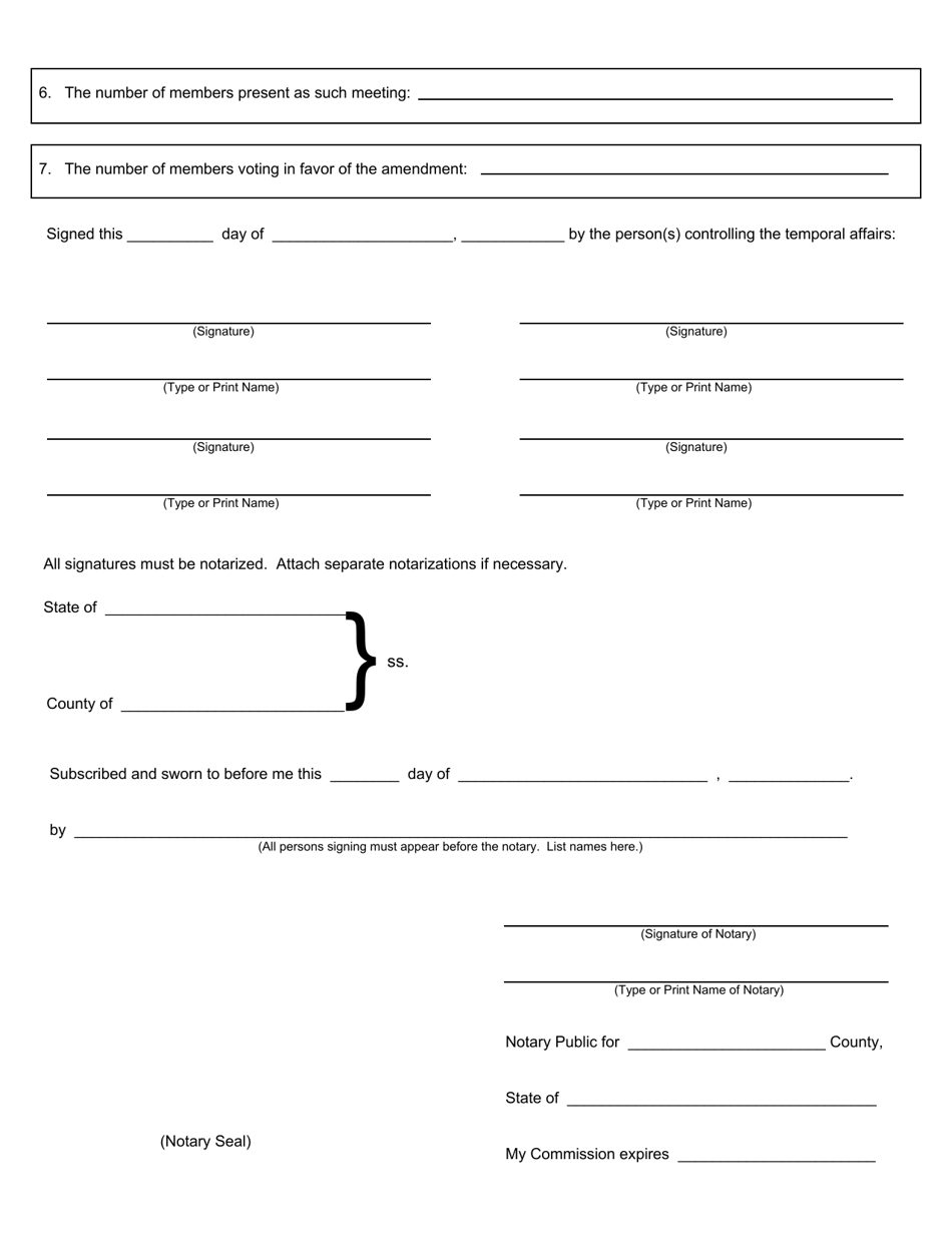 Form CSCL / CD-516 Certificate of Amendment to the Articles of Incorporation for Use by Ecclesiastical Corporations - Michigan, Page 2