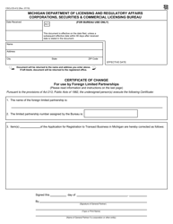 Form CSCL/CD-412 Certificate of Change for Use by Foreign Limited Partnerships - Michigan