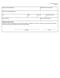 Form CSCL/LMS-010 Application for Mortuary Science Resident Trainee License, Relicensure or Change of Sponsor - Michigan, Page 2