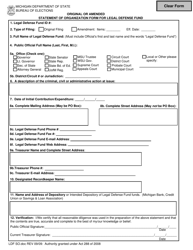 Statement of Organization Form for Legal Defense Fund - Michigan