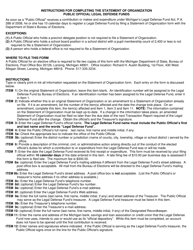 Statement of Organization Form for Legal Defense Fund - Michigan, Page 2