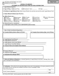 Document preview: Statement of Organization Form for Legal Defense Fund - Michigan