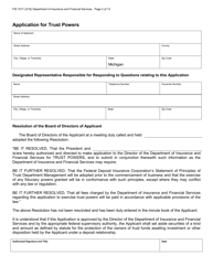 Form FIS1017 Application for Trust Powers - Michigan, Page 2
